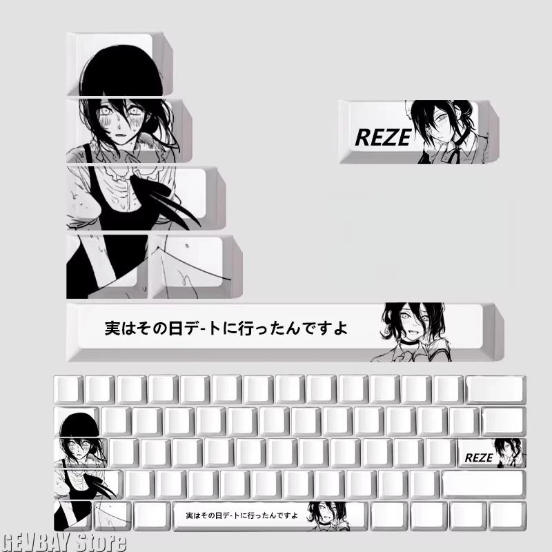 Reze Chainsaw Anime PBT Keycaps Cherry Profile Custom Mechanical Keyboard Set 2