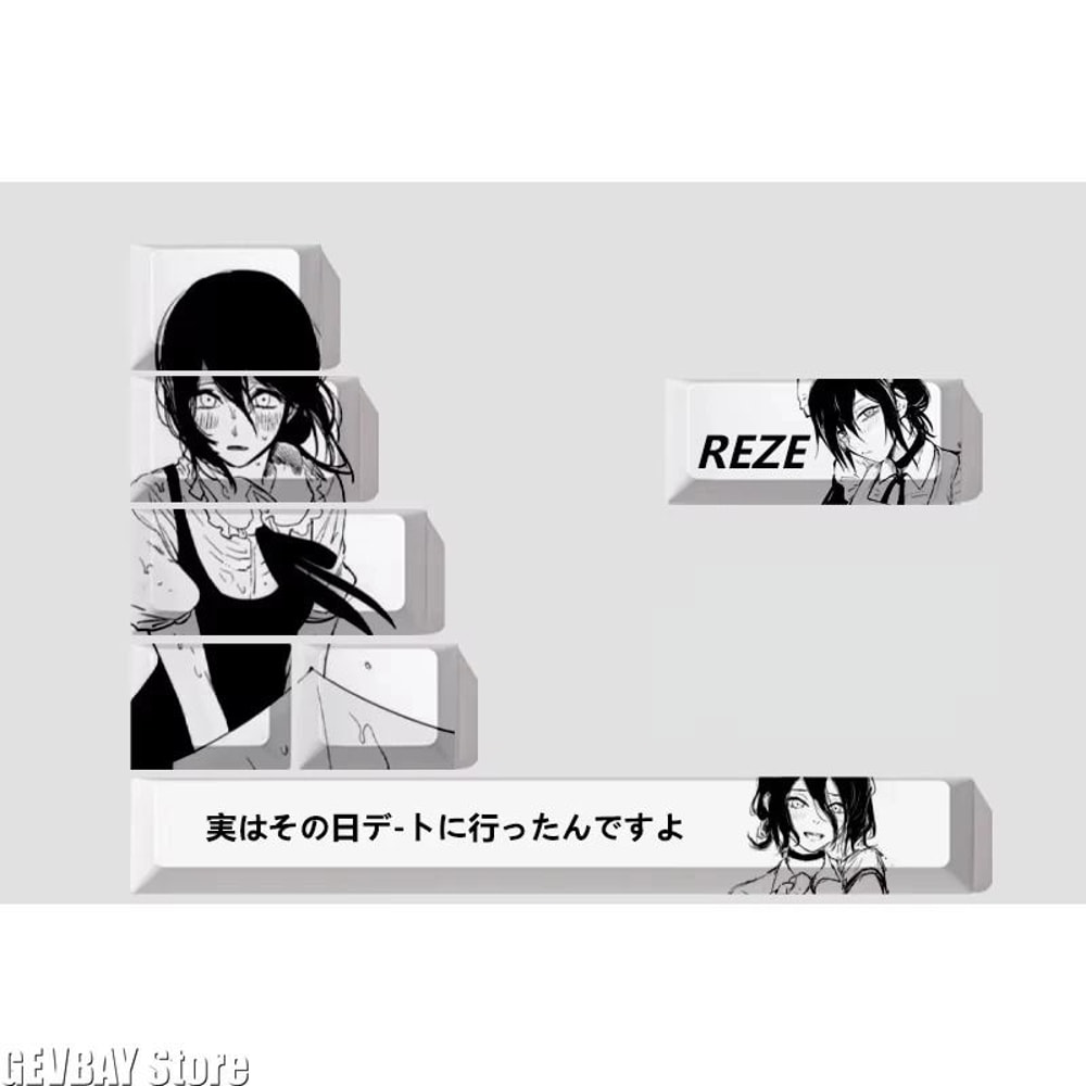 Reze Chainsaw Anime PBT Keycaps Cherry Profile Custom Mechanical Keyboard Set 3