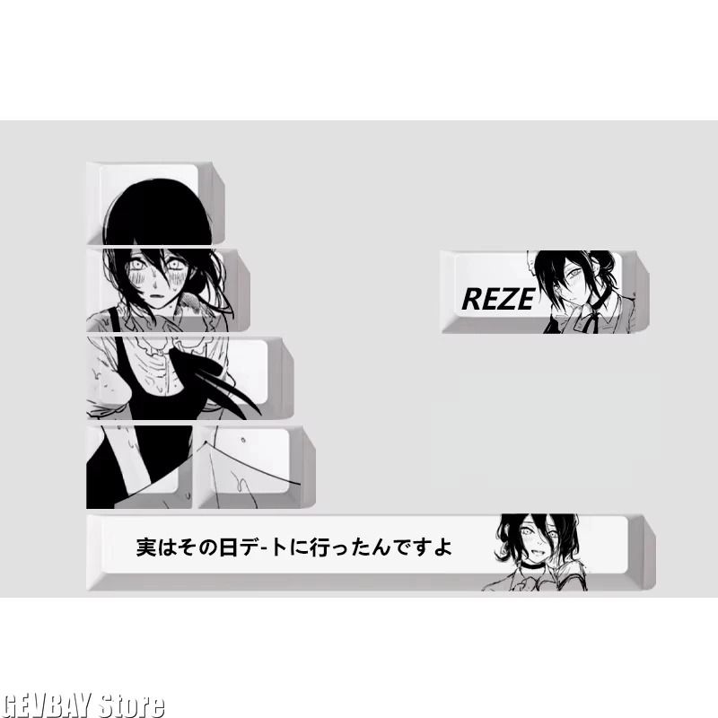 Reze Chainsaw Anime PBT Keycaps Cherry Profile Custom Mechanical Keyboard Set 3