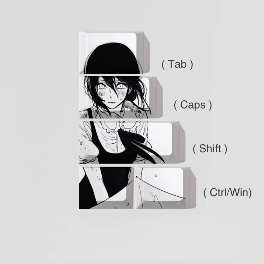 Reze Chainsaw Anime PBT Keycaps Cherry Profile Custom Mechanical Keyboard Set 6