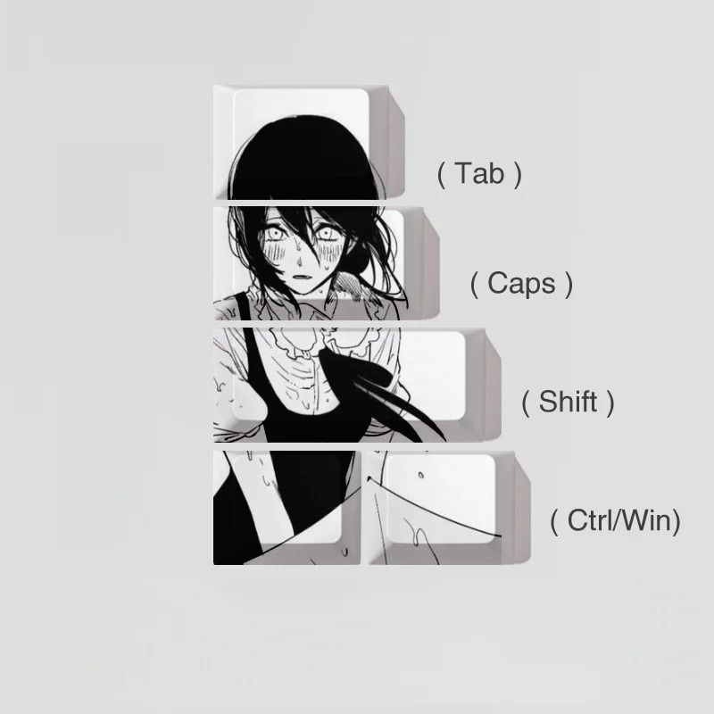 Reze Chainsaw Anime PBT Keycaps Cherry Profile Custom Mechanical Keyboard Set 6