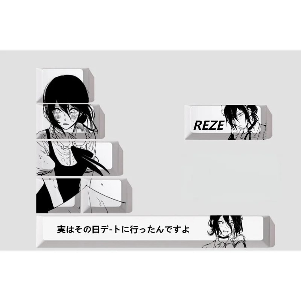 Reze Chainsaw Anime PBT Keycaps Cherry Profile Custom Mechanical Keyboard Set 7