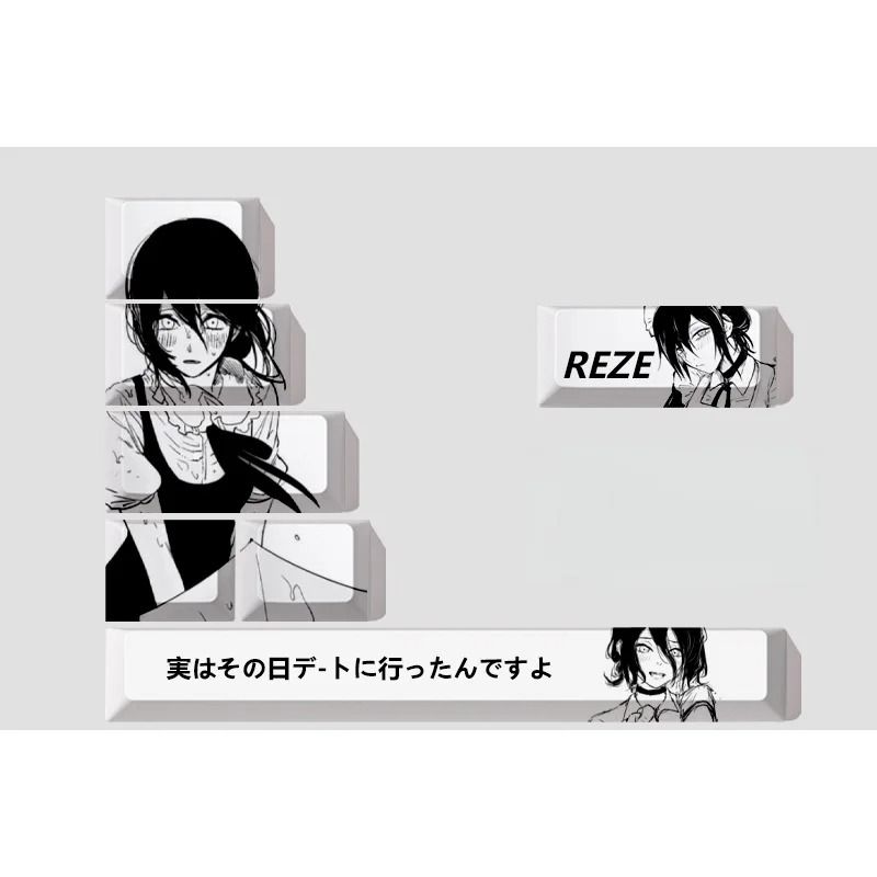 Reze Chainsaw Anime PBT Keycaps Cherry Profile Custom Mechanical Keyboard Set 7