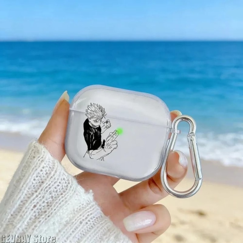 Gojo Satoru Transparent AirPods Case TPU Anime Protective Cover 3