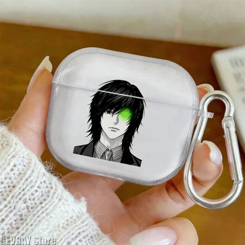 Death Note Yagami Light Mikami Teru Transparent AirPods Case TPU Protective Cover 3