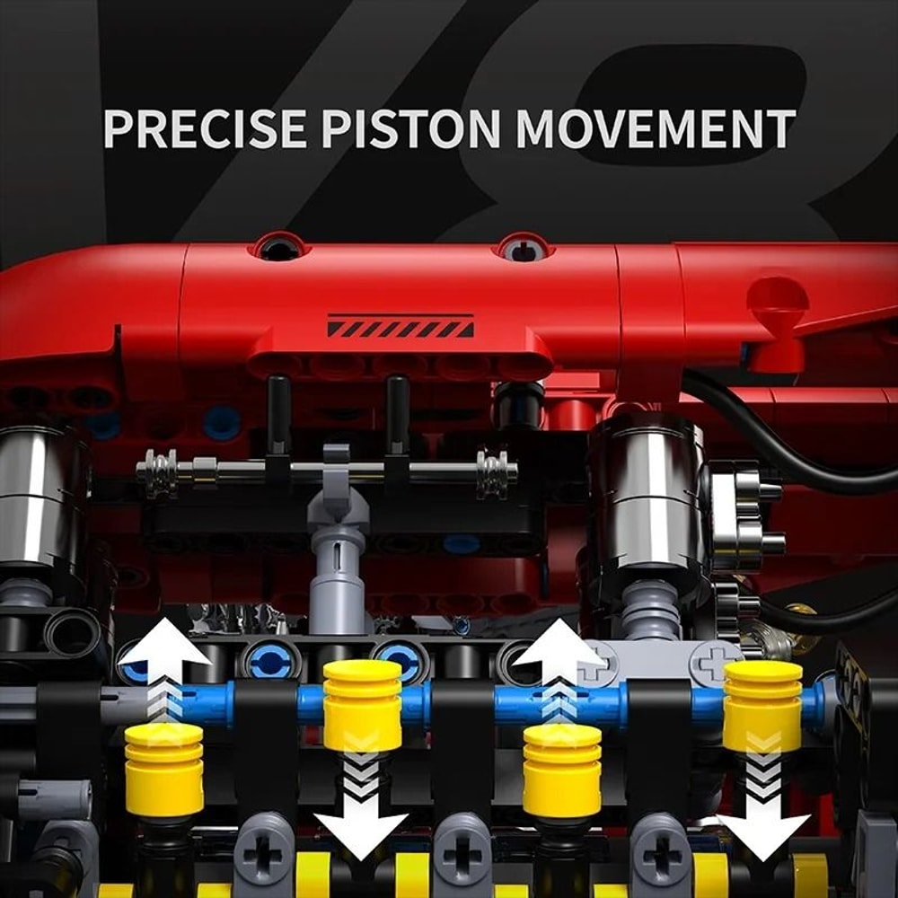 1370PCS Technical V8 Engine Motorized Building Blocks Kit For STEM Learning 2