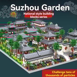 micro suzhou garden led building blocks set chinese architecture mini landscape model