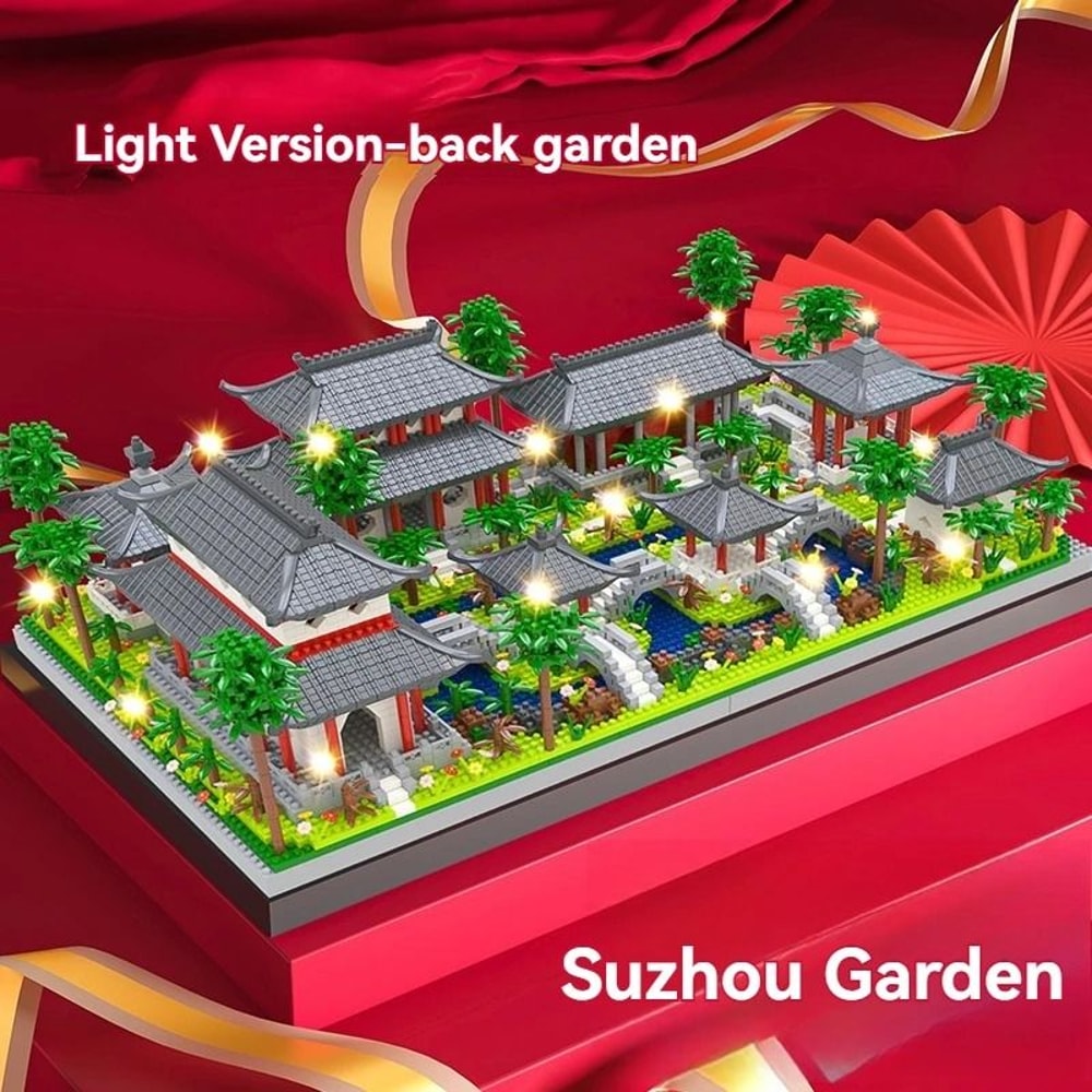 Micro Suzhou Garden LED Building Blocks Set Chinese Architecture Mini Landscape Model 10