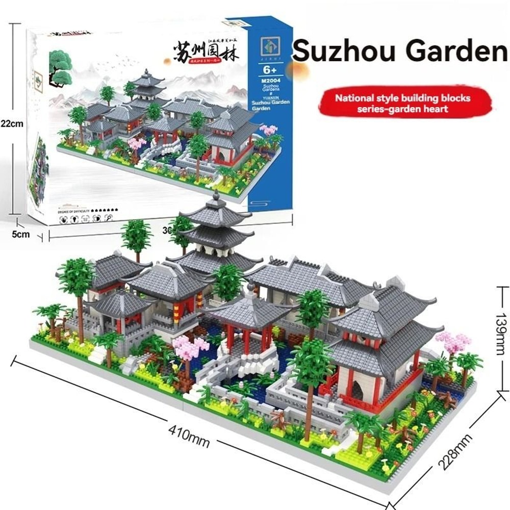 Micro Suzhou Garden LED Building Blocks Set Chinese Architecture Mini Landscape Model 11