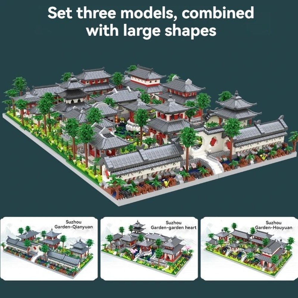 Micro Suzhou Garden LED Building Blocks Set Chinese Architecture Mini Landscape Model 1