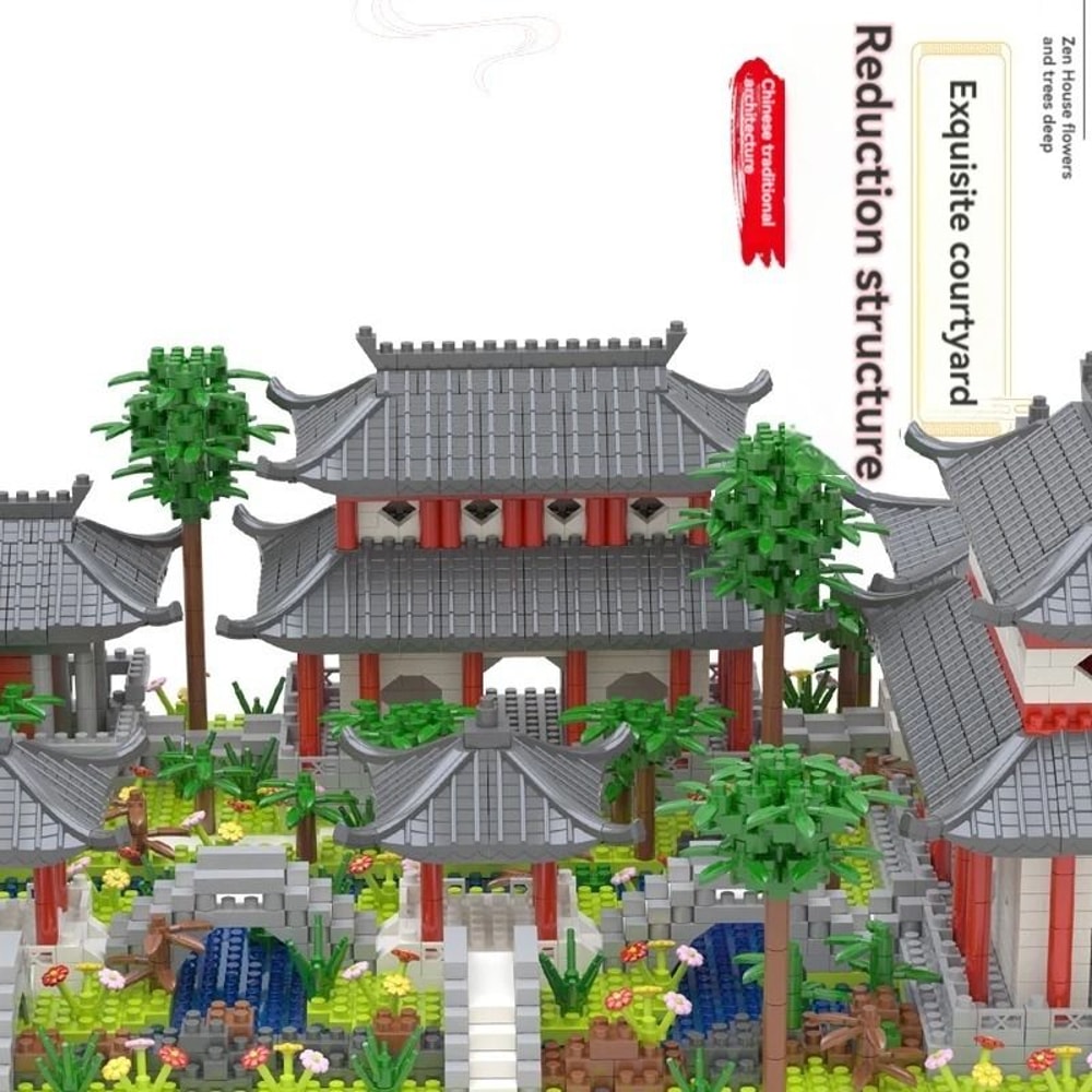 Micro Suzhou Garden LED Building Blocks Set Chinese Architecture Mini Landscape Model 5