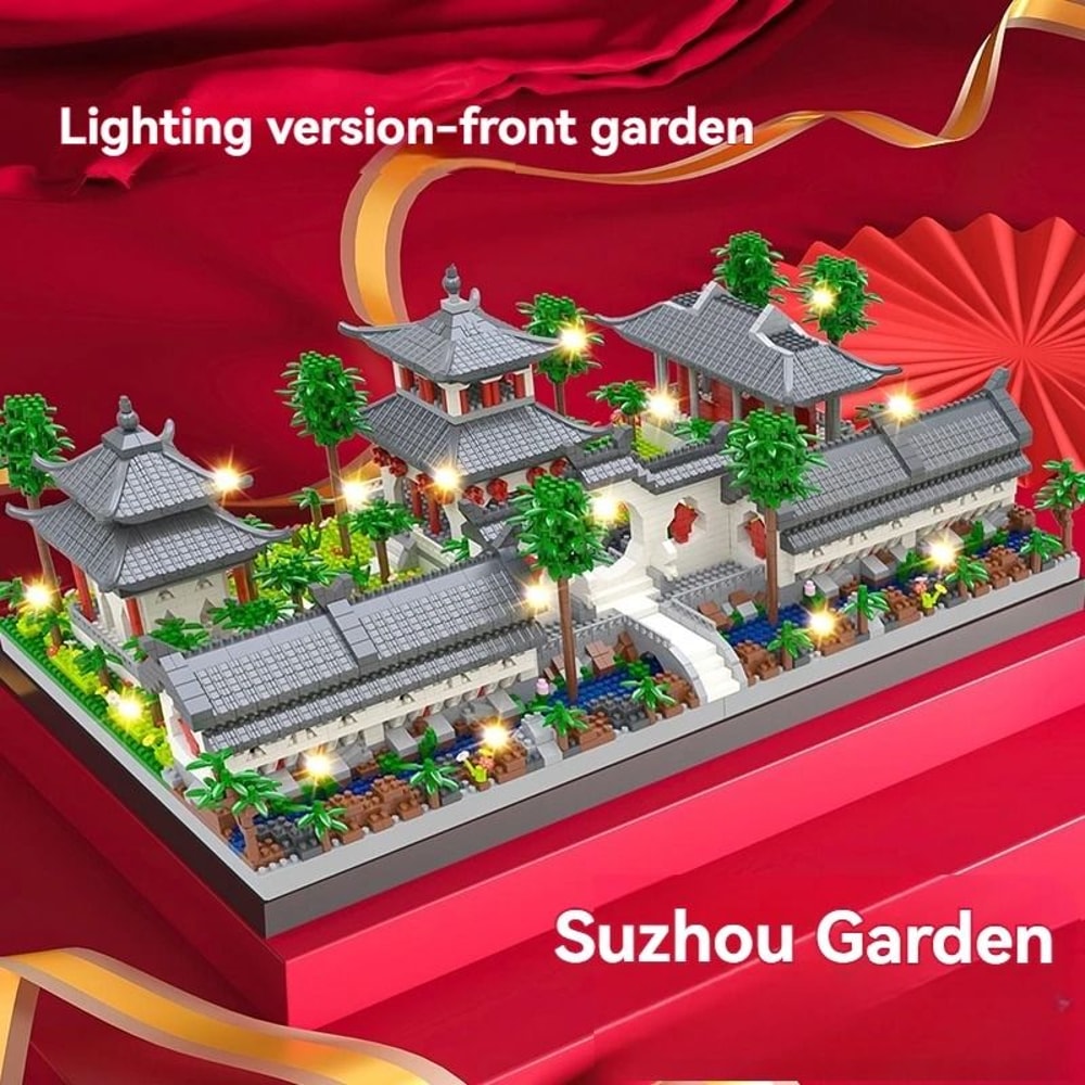Micro Suzhou Garden LED Building Blocks Set Chinese Architecture Mini Landscape Model 8