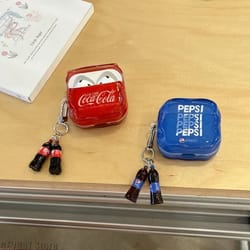 3d beverage bottle airpods case tpu protective cover with keychain