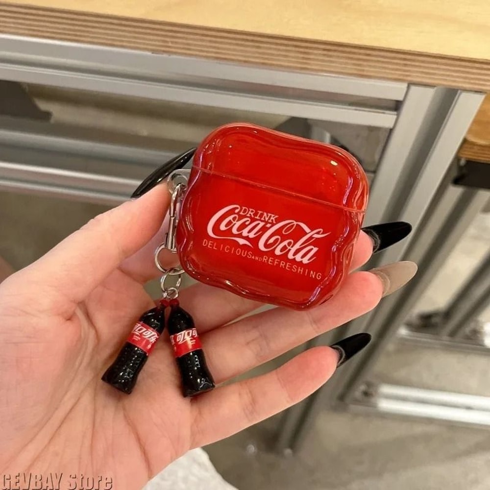 3D Beverage Bottle AirPods Case TPU Protective Cover With Keychain 5