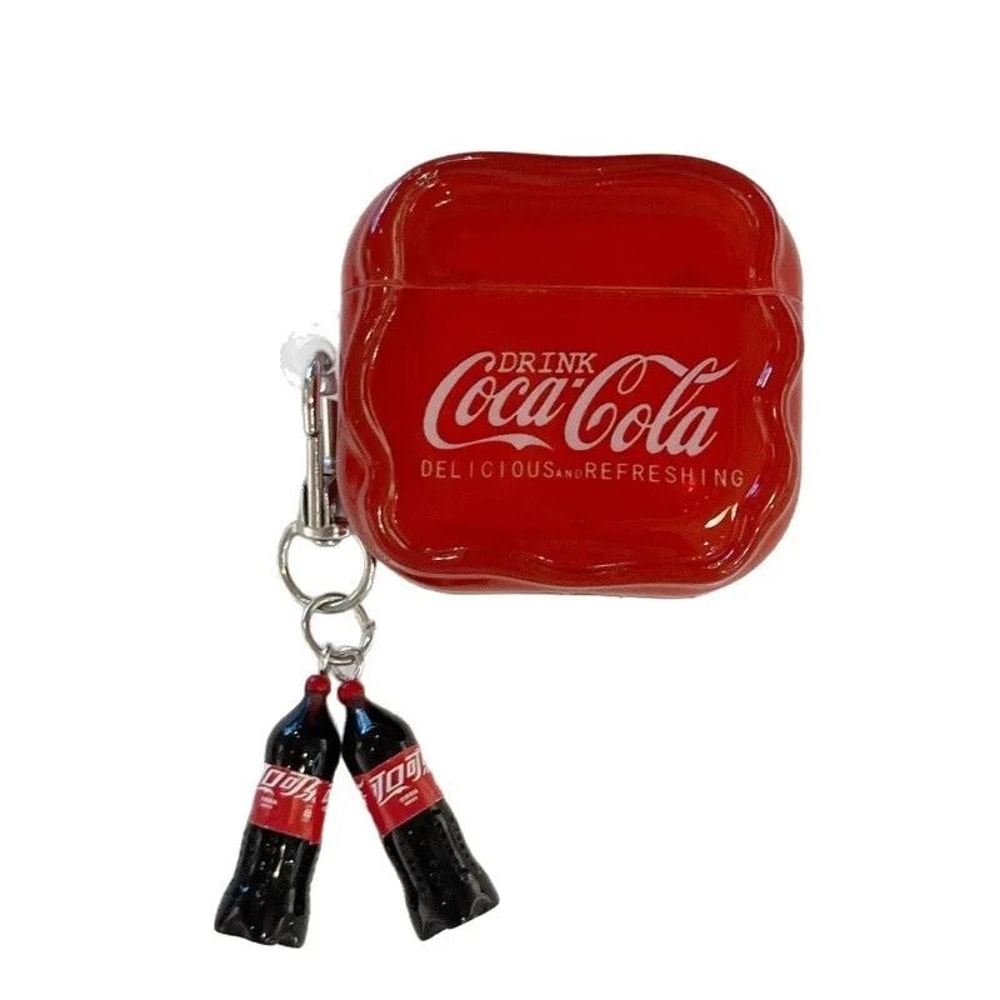 3D Beverage Bottle AirPods Case TPU Protective Cover With Keychain 6