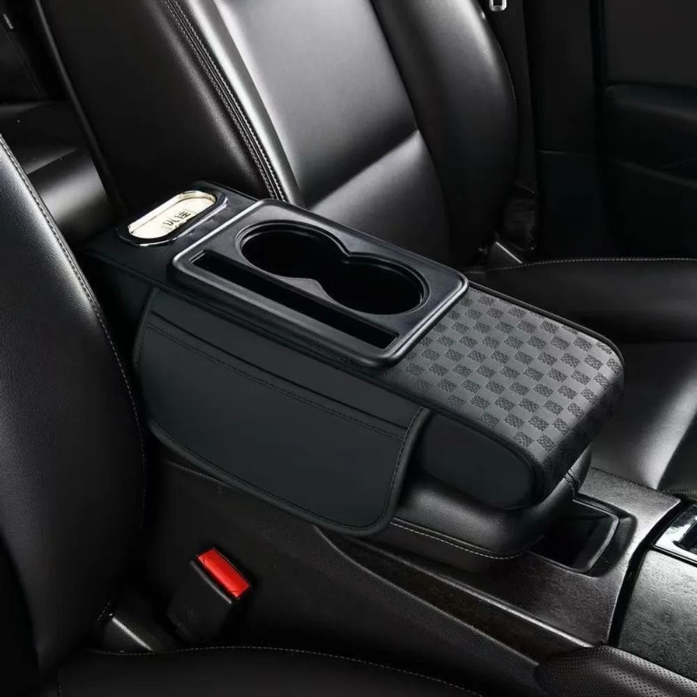 Car Console Armrest Booster Cushion With Storage Cup Holder Tissue Organizer 7