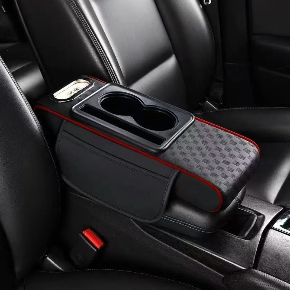 Car Console Armrest Booster Cushion With Storage Cup Holder Tissue Organizer 13