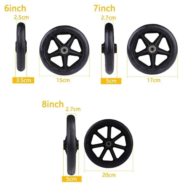 Heavy Duty Wheelchair Front Caster Wheel Solid Tire Replacement 6 7 8 Inch 5