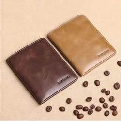 vintage leather rfid mini wallet with money clip slim card holder for men