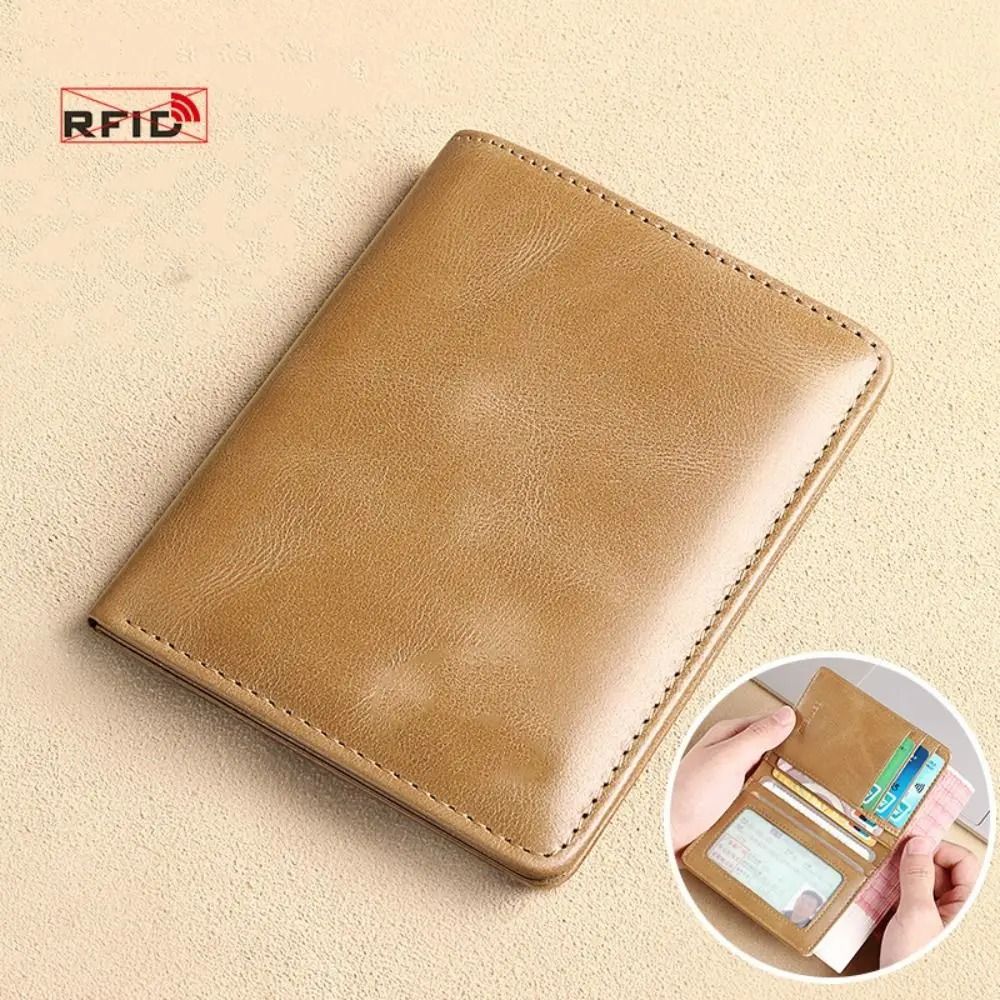 Vintage Leather RFID Mini Wallet With Money Clip Slim Card Holder For Men 7