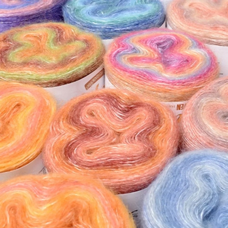 250M Rainbow Gradient Cotton Blend Yarn Soft Crochet Knitting Cake Yarn 0