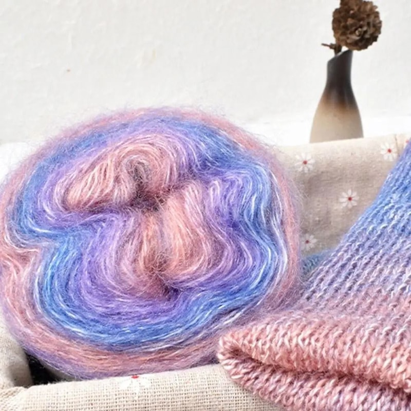 250M Rainbow Gradient Cotton Blend Yarn Soft Crochet Knitting Cake Yarn 5