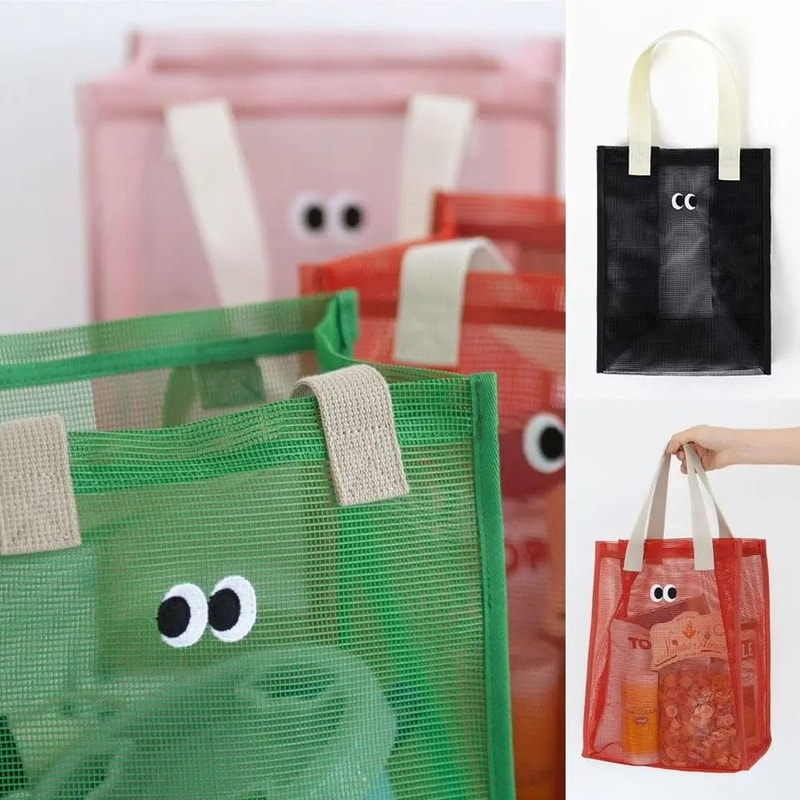 AquaEyes Large Mesh Travel Cosmetic Beach Bag With Big Eyes Design 1