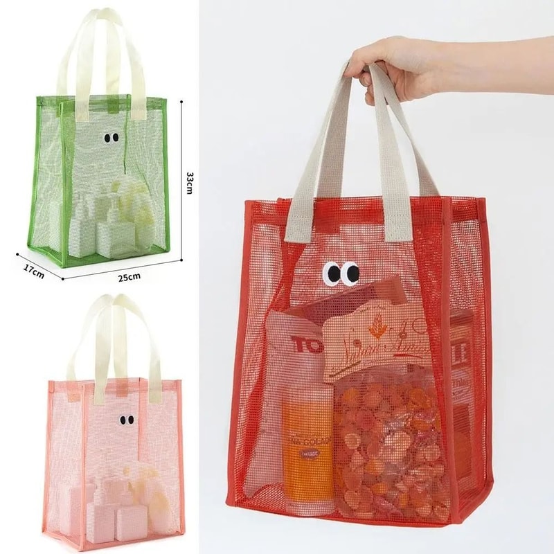 AquaEyes Large Mesh Travel Cosmetic Beach Bag With Big Eyes Design 3