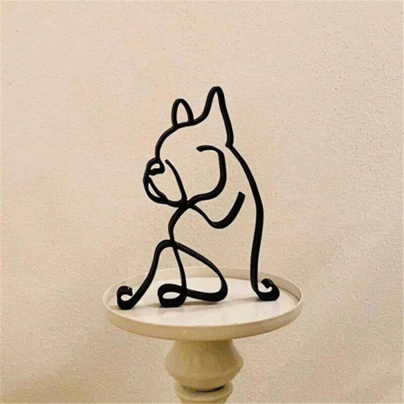 Modern Wrought Iron Dog Sculpture Minimalist Abstract Animal Figurine 9