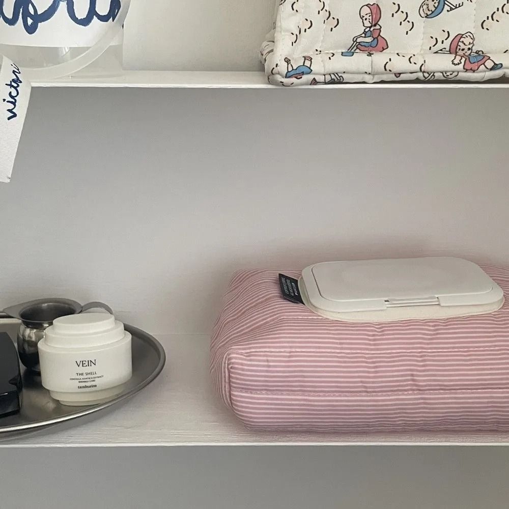 Striped Quilted Wet Wipe Pouch Portable PullOut Tissue Organizer Case 4