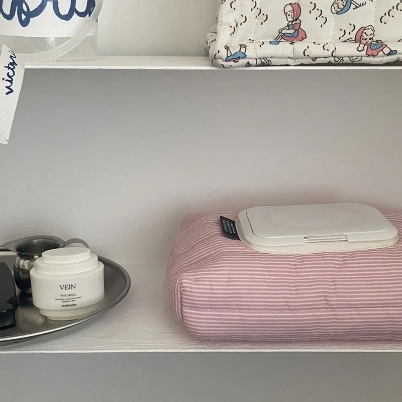 Striped Quilted Wet Wipe Pouch Portable PullOut Tissue Organizer Case 4