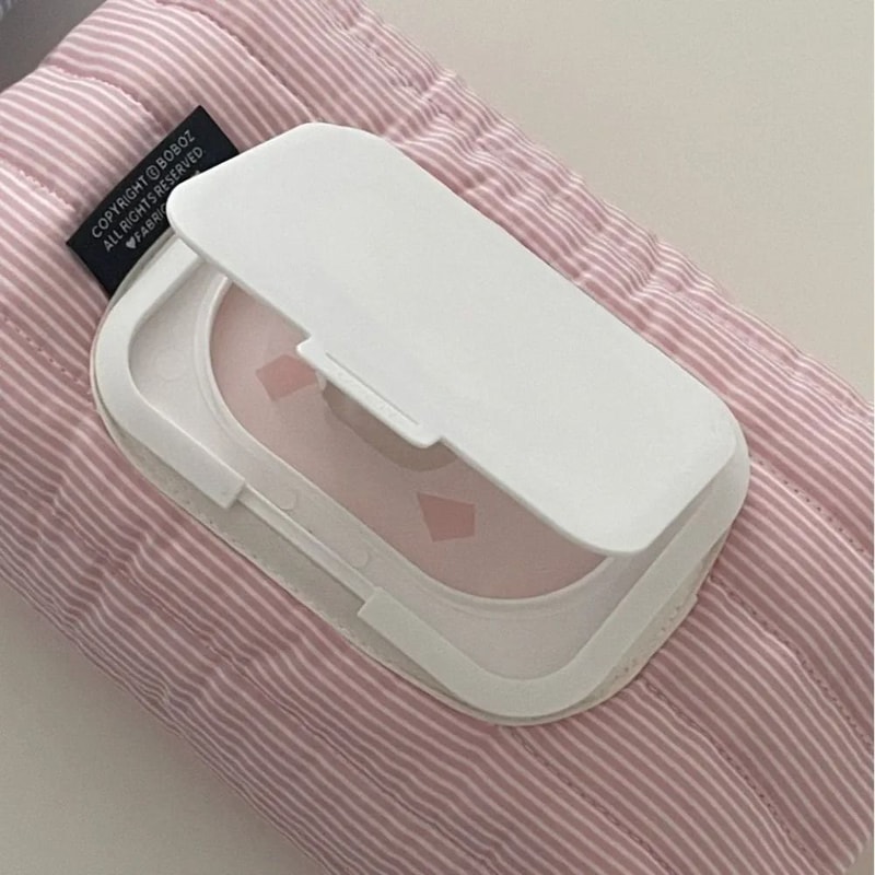 Striped Quilted Wet Wipe Pouch Portable PullOut Tissue Organizer Case 7