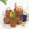 Rustic Imitation Rattan Hanging Kitchen Storage Basket With Handle 0