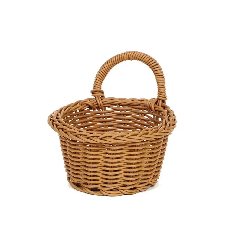 Rustic Imitation Rattan Hanging Kitchen Storage Basket With Handle 13