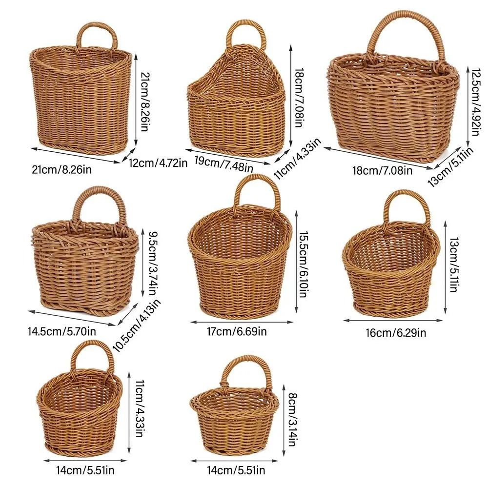 Rustic Imitation Rattan Hanging Kitchen Storage Basket With Handle 5