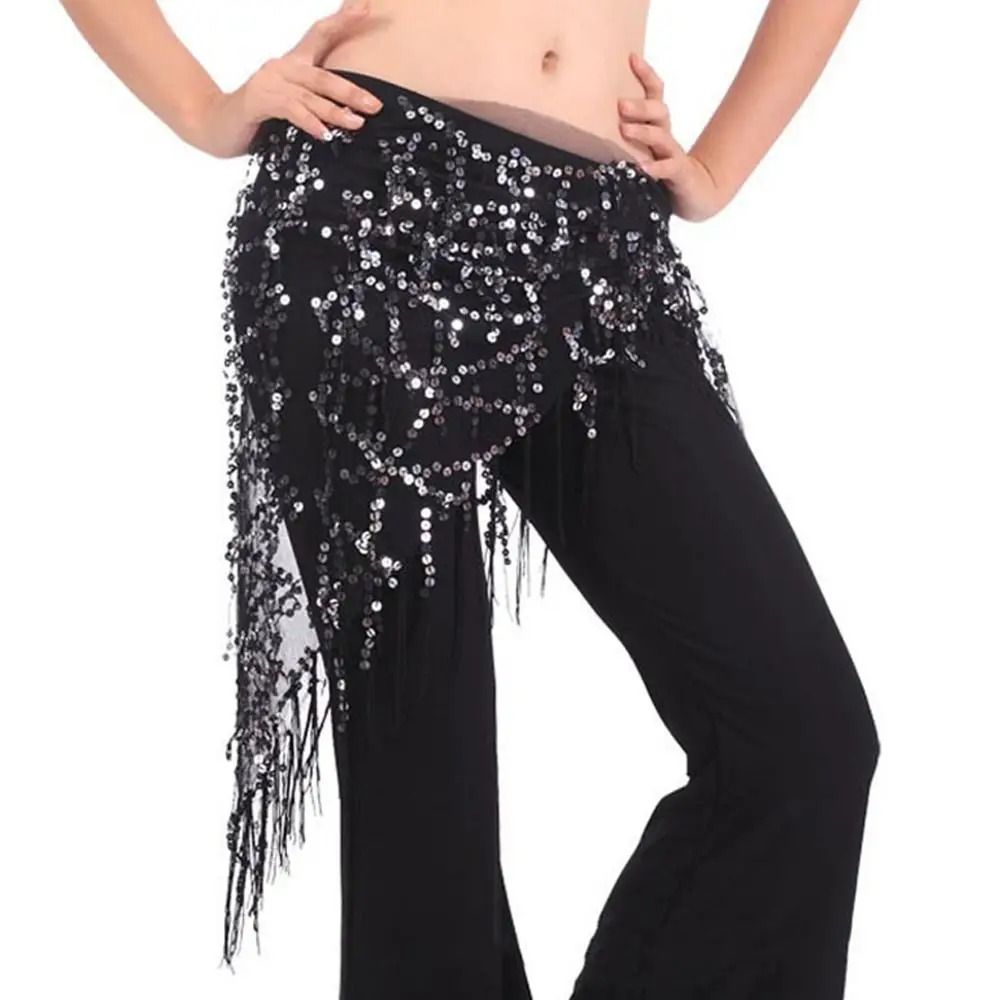 Sequin Tassel Belly Dance Hip Scarf Waist Belt For Women Performance Costume 12
