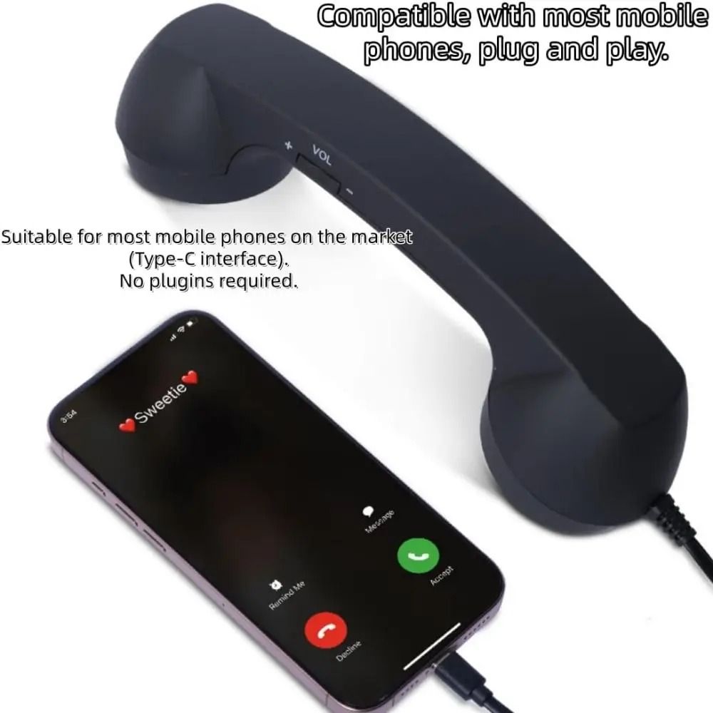 Retro TypeC Telephone Handset Receiver With Microphone For Smartphones 4