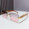 Retro Rimless UV400 Sunglasses Metal Temple Cut Edge Fashion Shades For Women Men 10