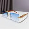 Retro Rimless UV400 Sunglasses Metal Temple Cut Edge Fashion Shades For Women Men 13
