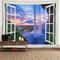 3D Window Scenery Tapestry Forest View Wall Hanging Mural Cloth Decor 7