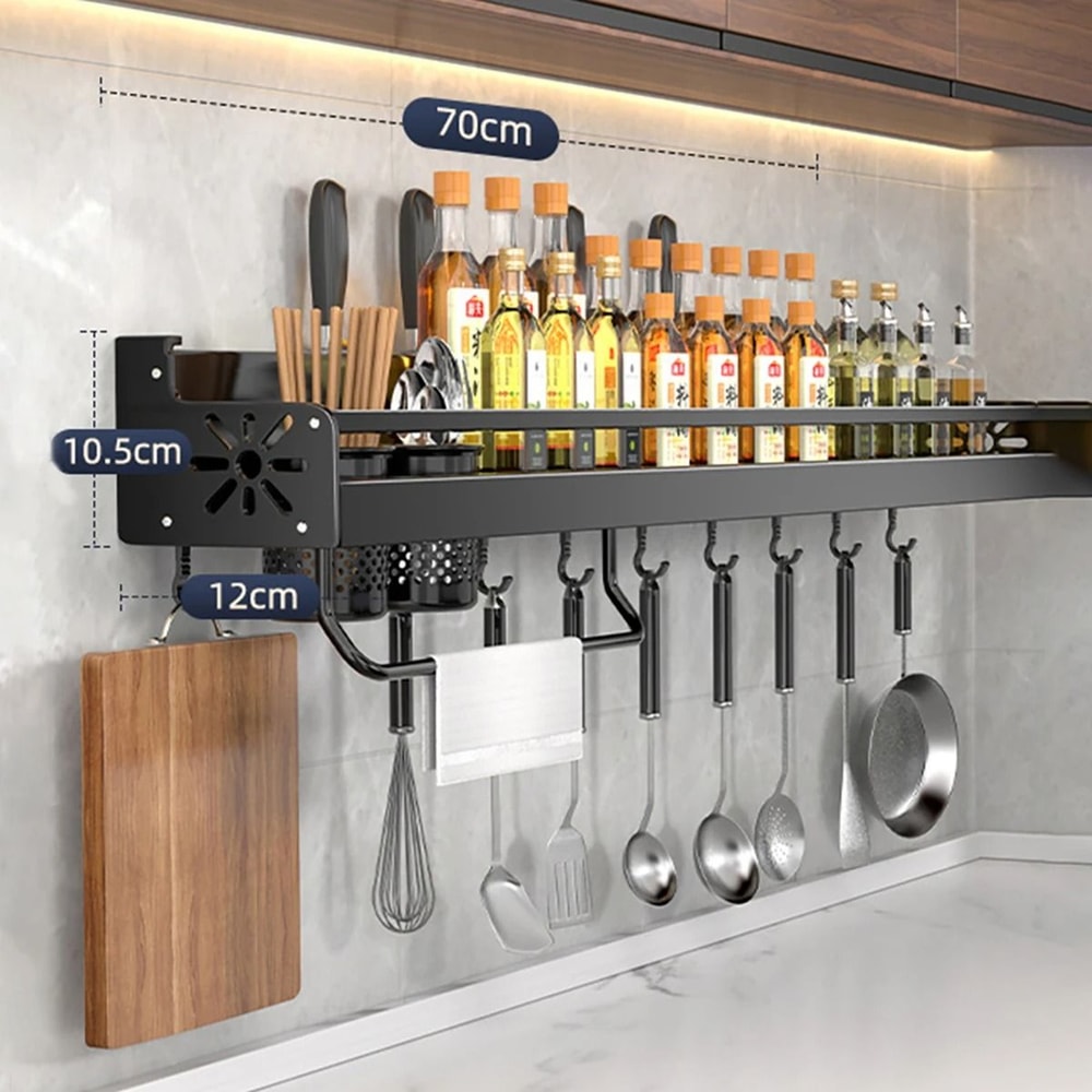 NoDrill Wall Mounted Kitchen Storage Rack With Drainage Design And Large Capacity Organizer 11