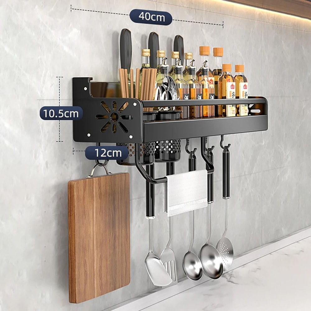 NoDrill Wall Mounted Kitchen Storage Rack With Drainage Design And Large Capacity Organizer 8