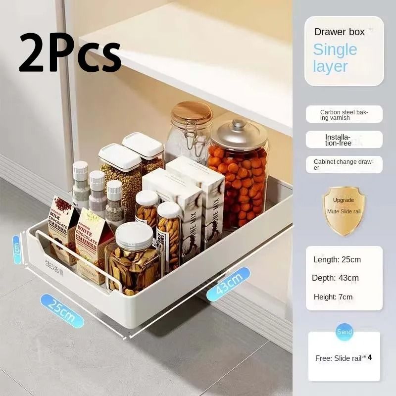 SlideOut Pull Out Spice Rack With Dual Rails Compact Cabinet Kitchen Drawer Organizer 12