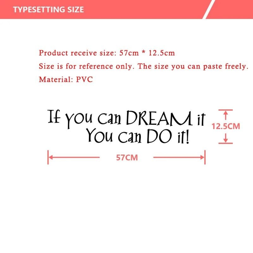 If You Can Dream It Wall Sticker Inspirational Quote Living Room Mural Decor 1