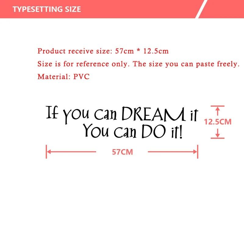 If You Can Dream It Wall Sticker Inspirational Quote Living Room Mural Decor 1
