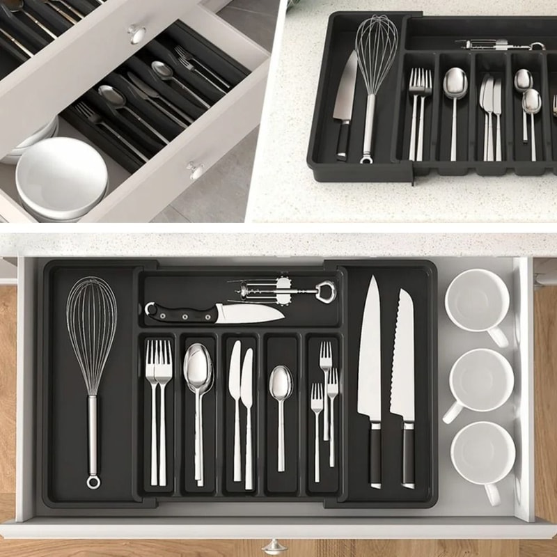 Expandable Kitchen Drawer Organizer Adjustable Retractable Cutlery Storage Tray For Utensils And Fl 1