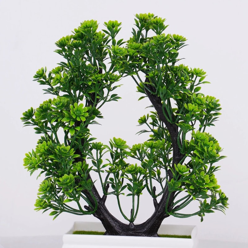 Mini Artificial Bonsai Tree Potted Decor Realistic Faux Greenery 3