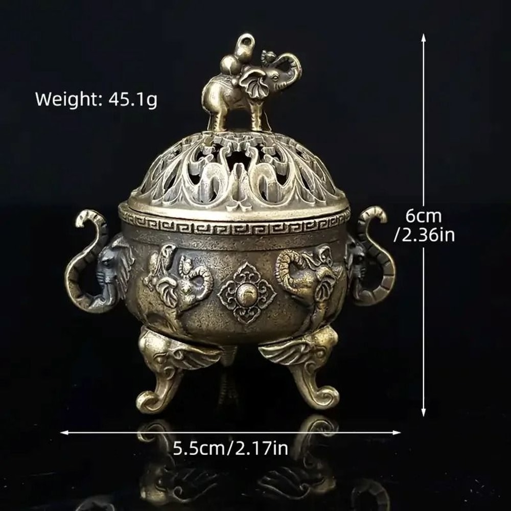 TripleLegged Elephant Incense Burner Metal Aromatherapy Decor 1