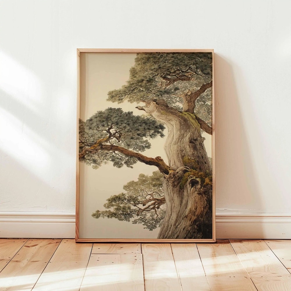 Vintage Japanese Crane Ukiyoe Wall Art Red Sun Pine Print 9