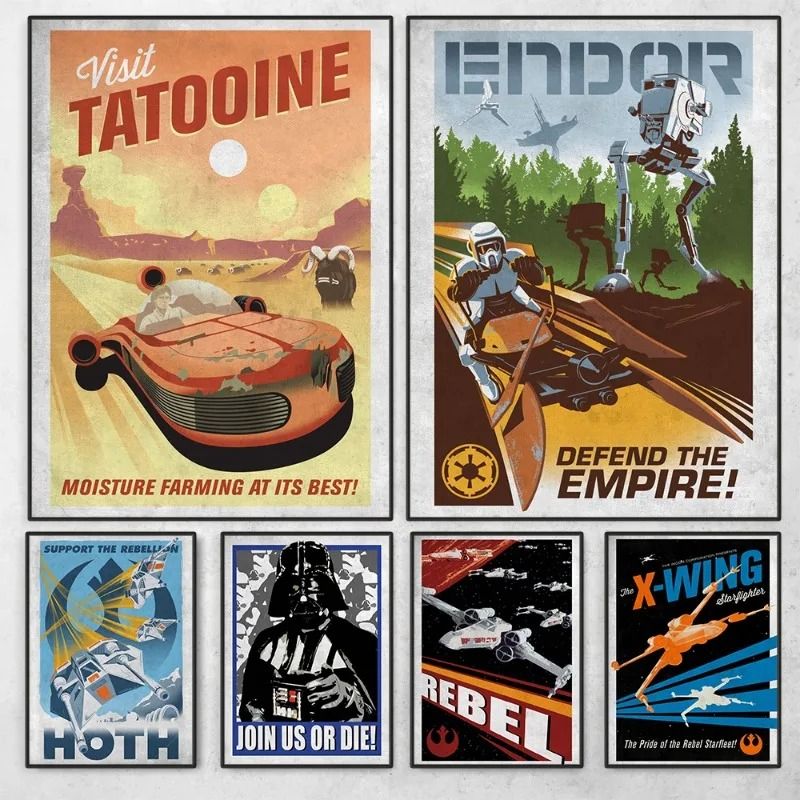 Galactic Retro Propaganda Canvas Poster Space Movie Wall Art 0